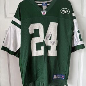 Signed! Reebok New York Jets #24 Green Men's Football Jersey Revis